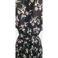 Vintage 30s Rayon Print Maternity Dress Adjustable Tie Sash Dark Floral Print