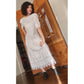 Vintage 80s Scott McClintock White Lace Dress Drop Waist Puffed Sleeves NWT