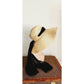 Vintage 90s Straw Summer Hat Badgley Mischka Floppy w/Black Scarf