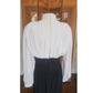 Vintage 80s Neo Edwardian Dress White Ruched Top Black Skirt Long Sleeves / M