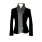 Vintage Emporio Armani Blazer Black Gray Wool & Leather Zip Front