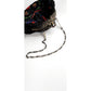 Antique Black Beaded Bag Colorful Flowers Ornate Metal Clasp AS IS