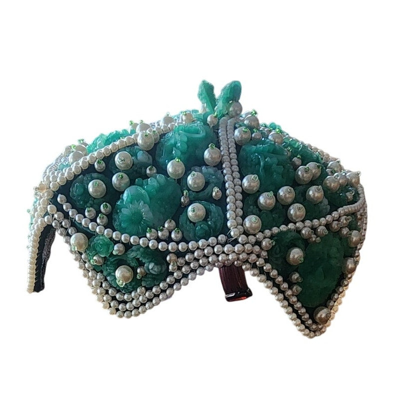 Vintage 1950s Green Beaded Cocktail Hat a la Bes-Ben