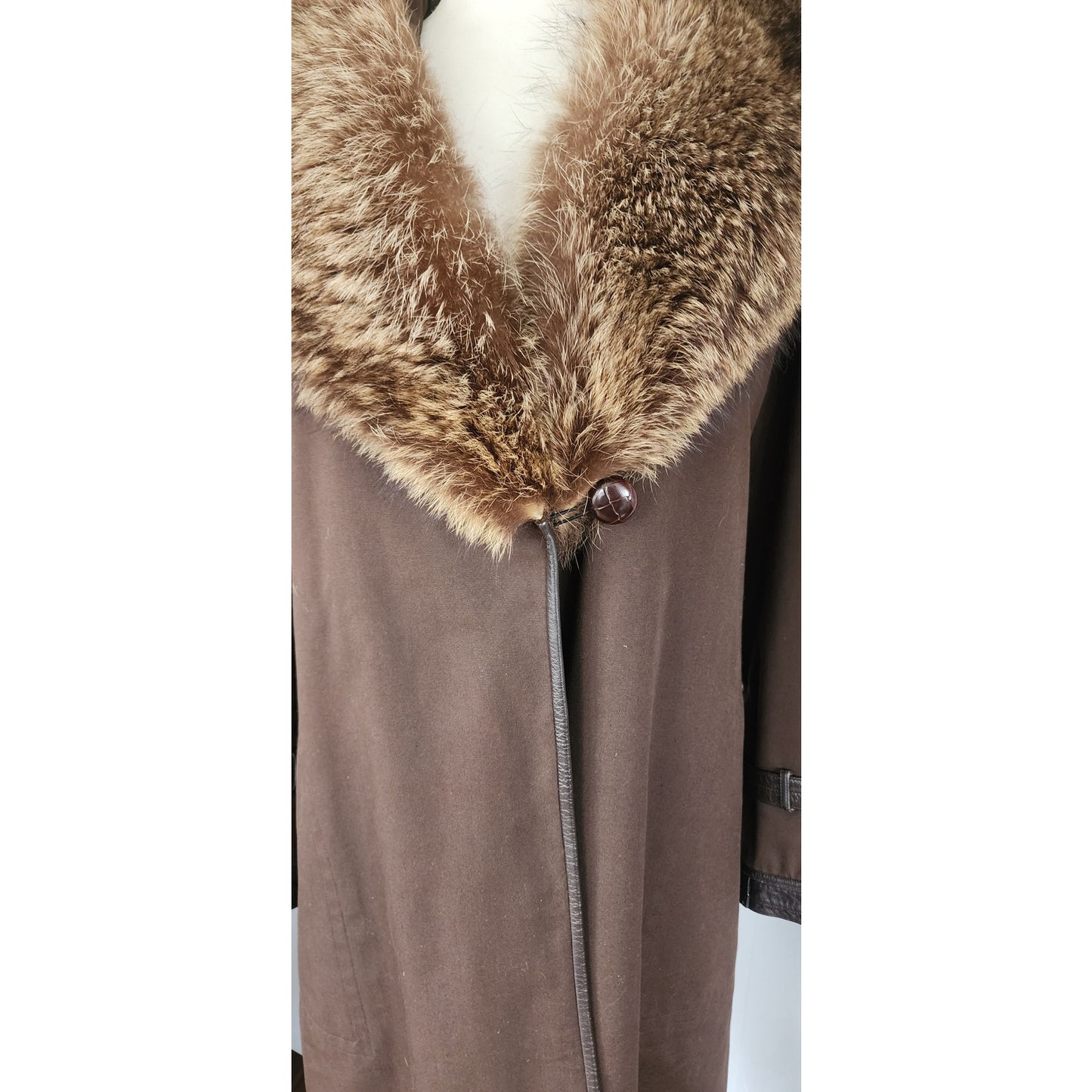 Vintage 70s SILLS A Bonnie Cashin Design Brown Leather Raccoon Fur Coat