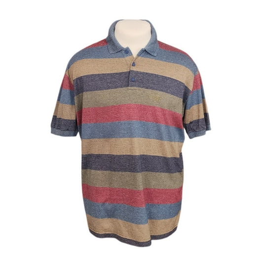 Vintage 90s Missoni Sport Mens Shirt Multicolor Rainbow Striped Cotton Knit Polo