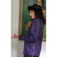 Vintage 80s Purple Leather Blazer Beaded Sequined Jacket French Collizioni / M