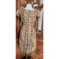 Vintage 50s Cotton Print Day Dress Yellow Black Paisley Print Shirtdress / M