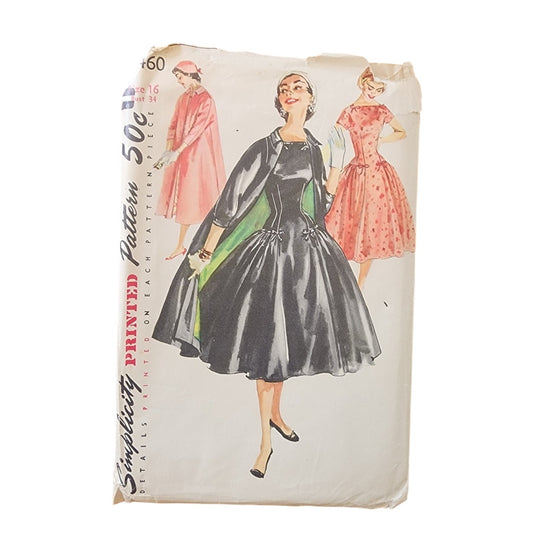Vintage 50s Sewing Pattern ORIGINAL Dress and Coat Set Simplicity 1460