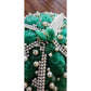 Vintage 1950s Green Beaded Cocktail Hat a la Bes-Ben