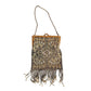 Antique Beaded Bag Shimmering Metallic Gold Silver Fringe Edwardian Art Nouveau France