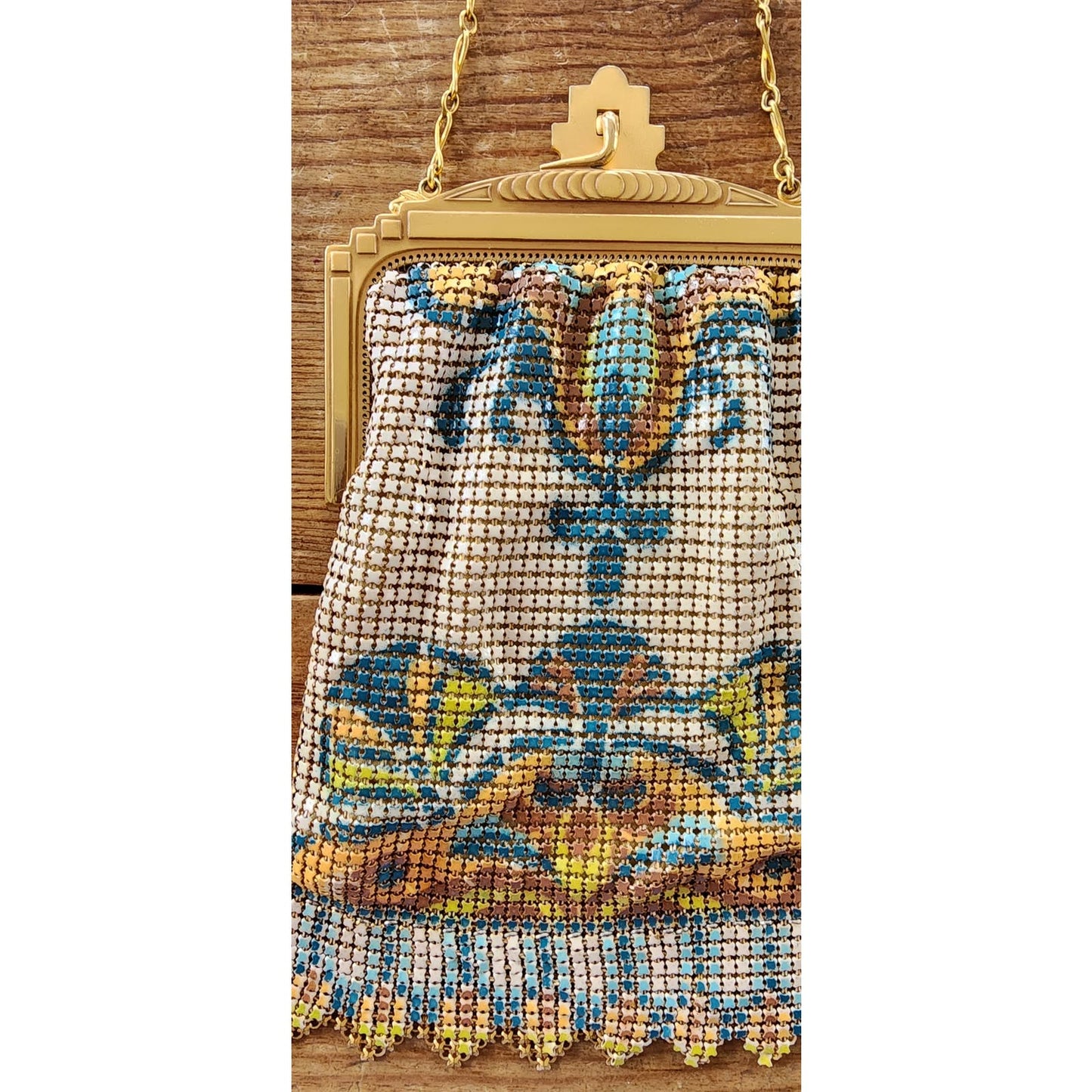 Vintage 20s WHITING DAVIS Mesh Flapper Bag Art Deco Enamel