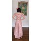 Vintage 30s Vintage Pink Floral Satin Evening Gown Old Hollywood Prom Dress