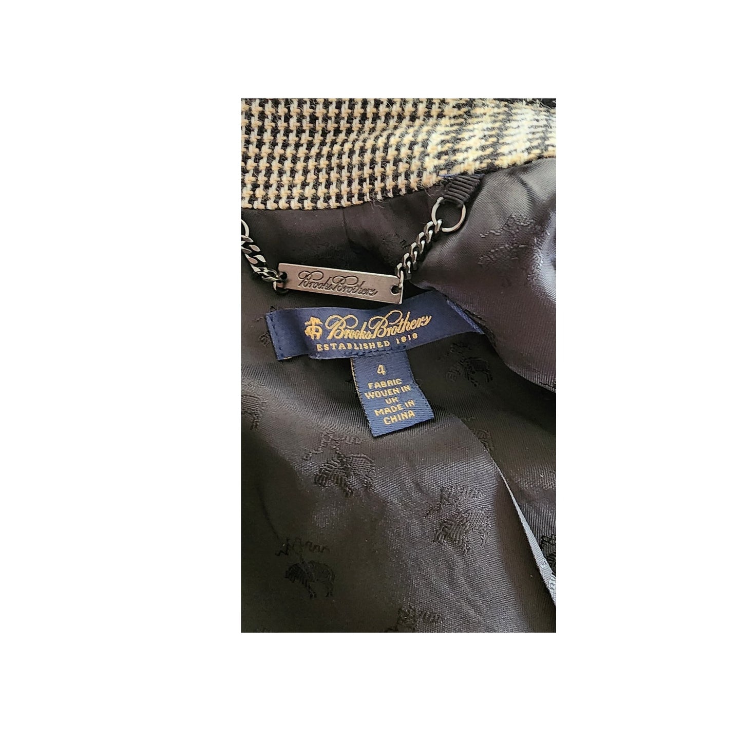 Vintage Y2K Cropped Blazer Houndstooth Wool Jacket Brooks Brothers