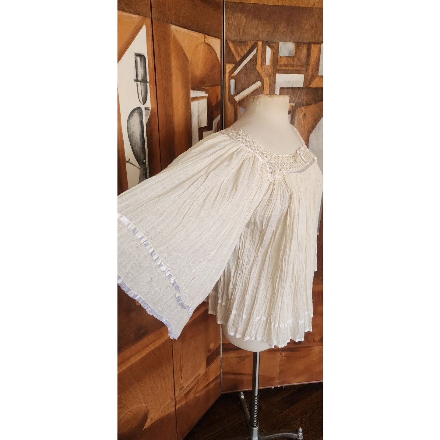 Vintage Gauzy Cotton Blouse Angel Sleeve Boho Inty Huasy Ecuador Boho Hippie