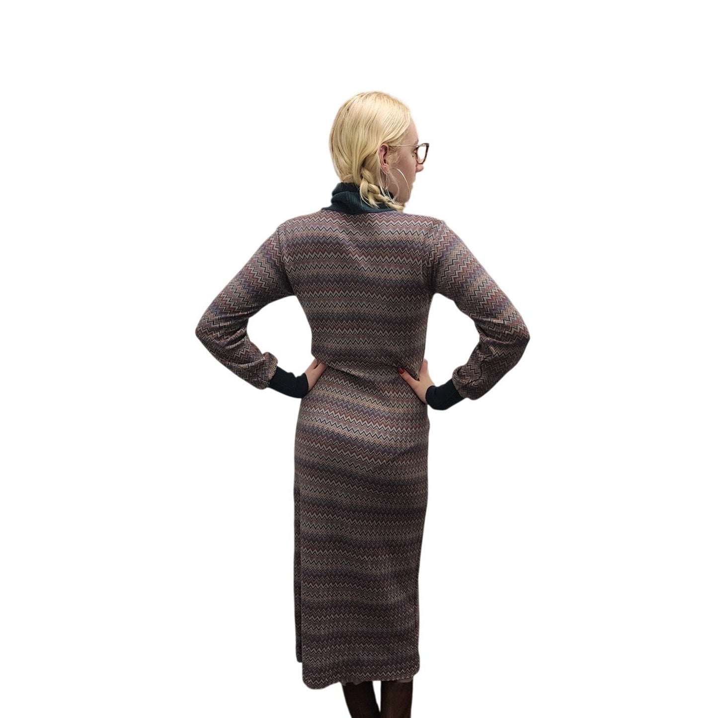 Vintage 1970s Missoni Dress Zigzag Knit Turtleneck Saks Fifth Avenue