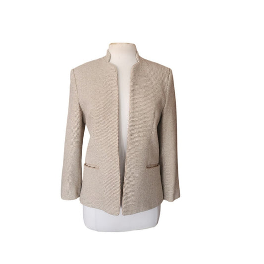 Vintage 1970s Bally Blazer Beige Wool Band Collar Jacket Medium