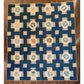 Antique 1800s Quilt Variable Stars Scraps Sampler Crossed Roads Dark Blue w/Cream Crosses