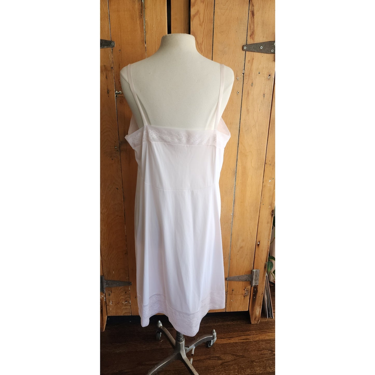 60s Pale Pink Slip Dress Nylon & Lace Large