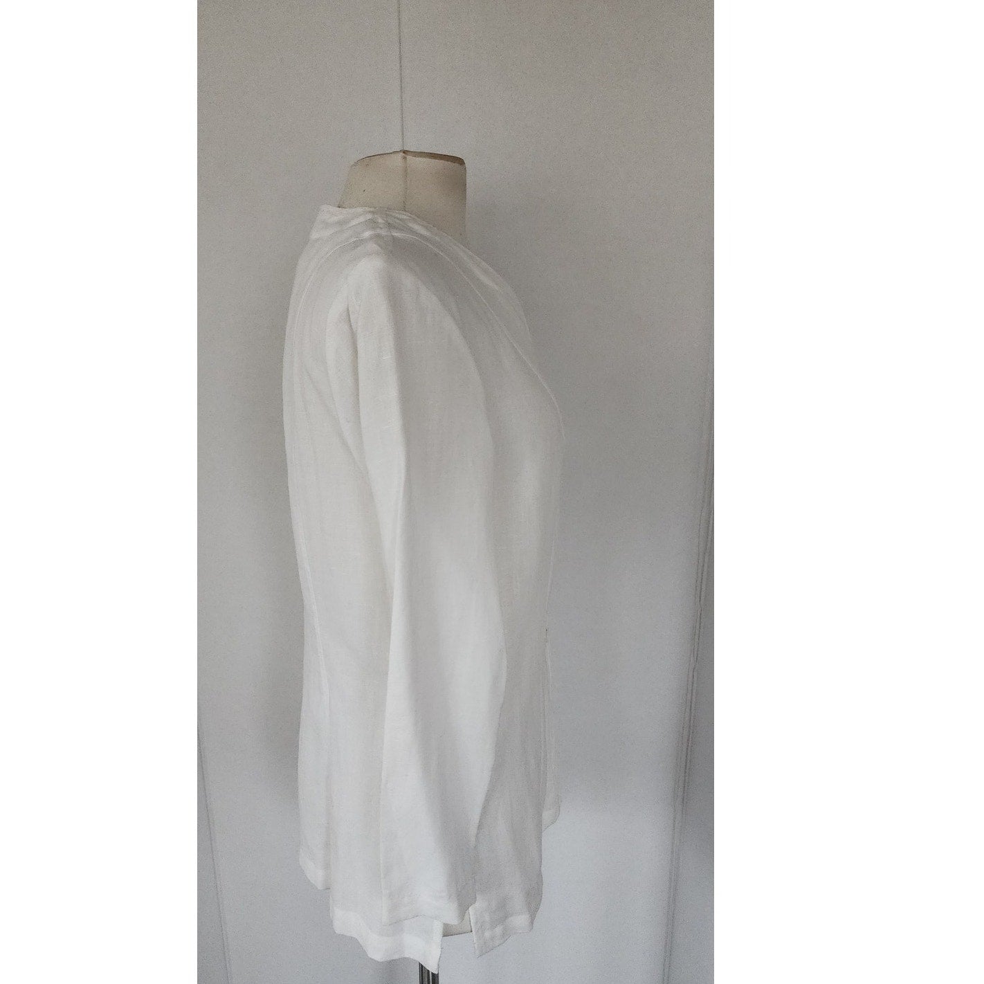 Vintage 90s Blazer White Linen L T Sport / Petite Small