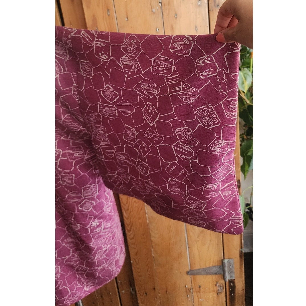 Vintage Haori Jacket Purple Pink White Japanese Print Robe
