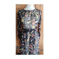 Vintage 1970s Dark Floral Print Dress Gauzy Maxi Sash Tie Belt
