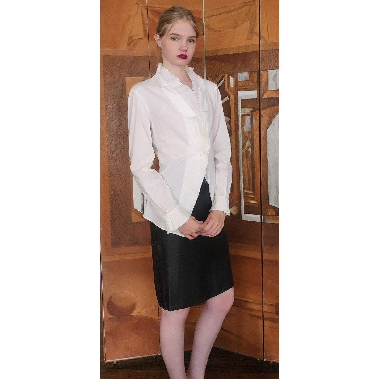Vintage 90s Jil Sander White Structured Cotton Blouse Shirt Italian Size 40