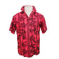 Vintage 60s Men's Red Hawaiian Shirt Surf Scenic Tiki Huts Cotton Short Sleeve