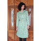 Vintage 60s Geometric Print Green Coat Mod Belted Chas A Stevens Medium