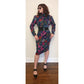 Vintage 1980s UNGARO Sac Dress Dark Floral Print Wool w/Sash Necktie / M