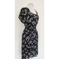 Vintage 1930s Rayon Print Maternity Dress Adjustable Tie Sash Dark Floral Print