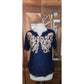 Vintage 70s 80s Royal Blue Gold Embroidered Tunic Top Sequin Caftan Blouse
