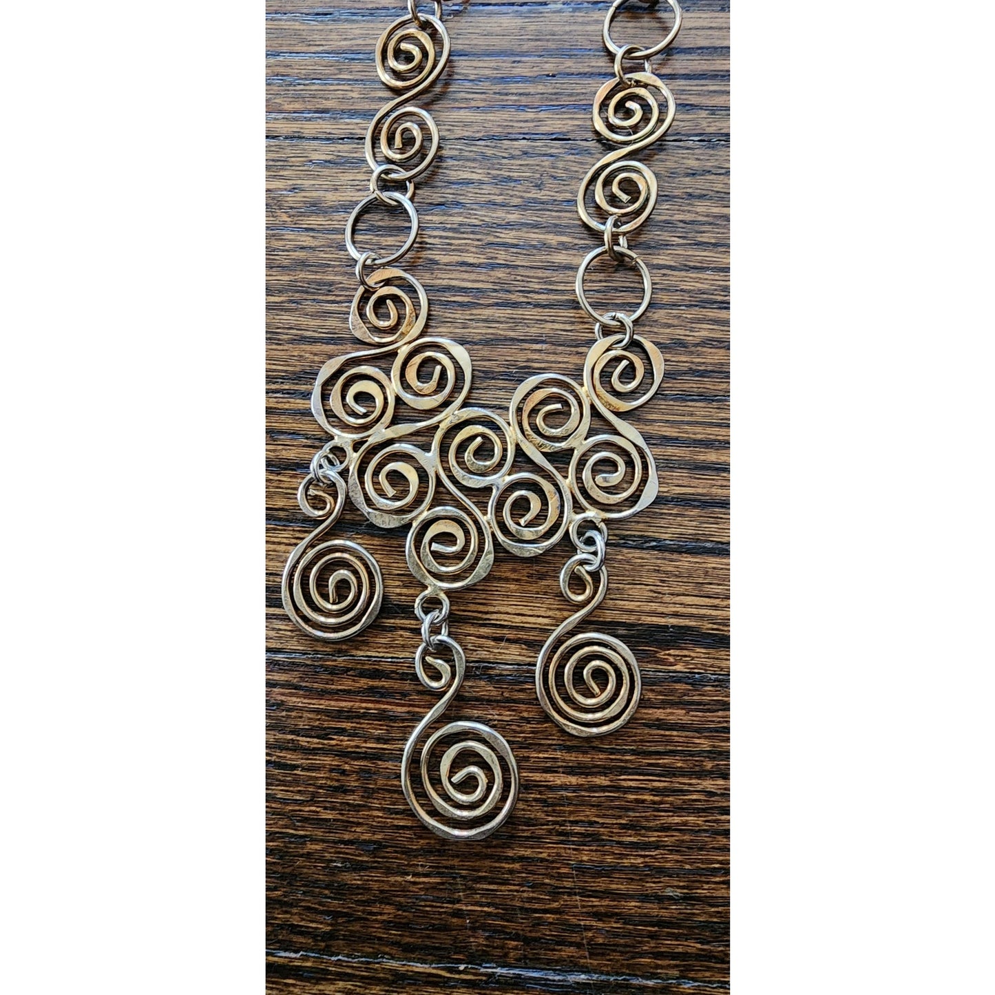 Vintage Spiral Pendant Necklace Hammered Gold Ancient Greece  Style