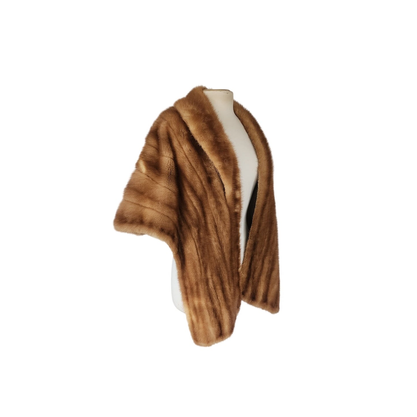 Vintage 50s Brown Mink Fur Shrug Wrap Stole Shawl