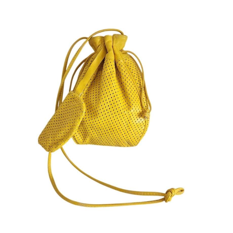 Vintage 80s Shoulder Bag Yellow Leather Crossbody