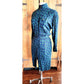 Vintage 80s Liz Claiborne Button Down Dress Green Blue Print