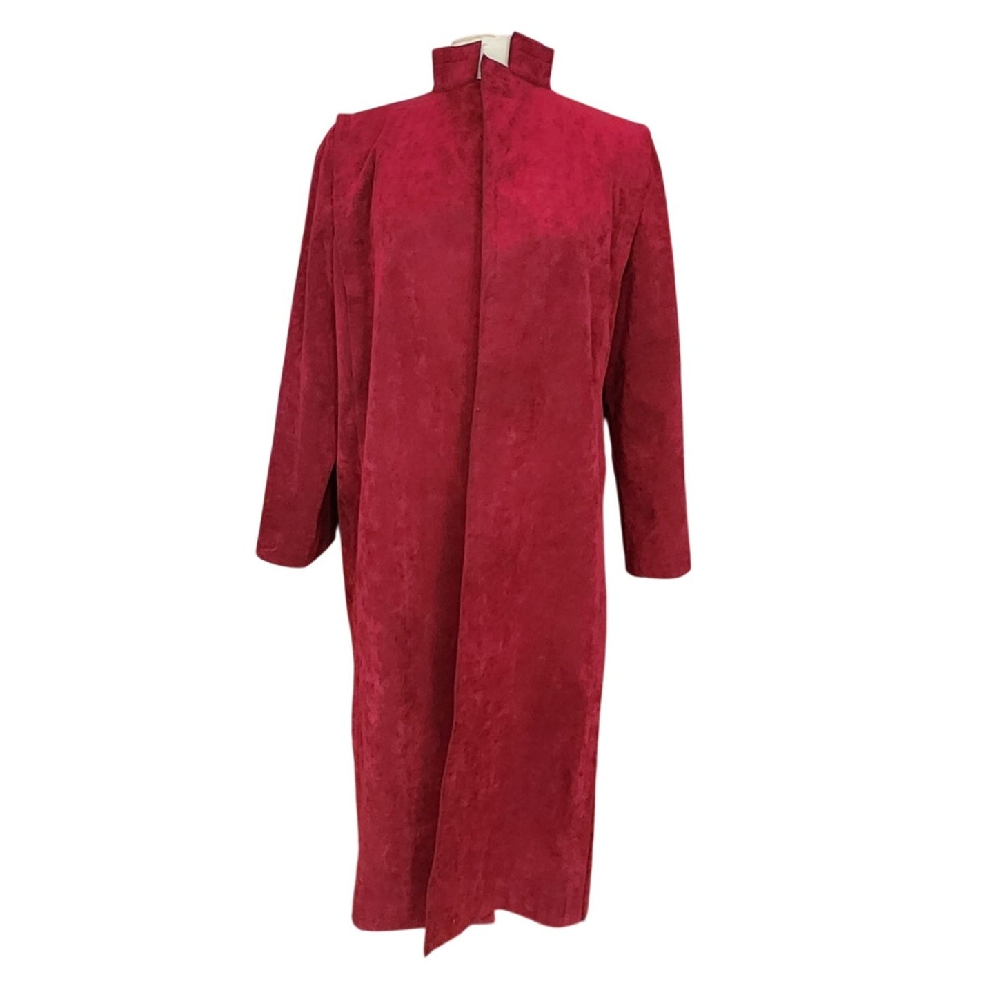 Vintage 1970s Pauline Trigère Ultrasuede Coat Burgundy Red Maxi Trench