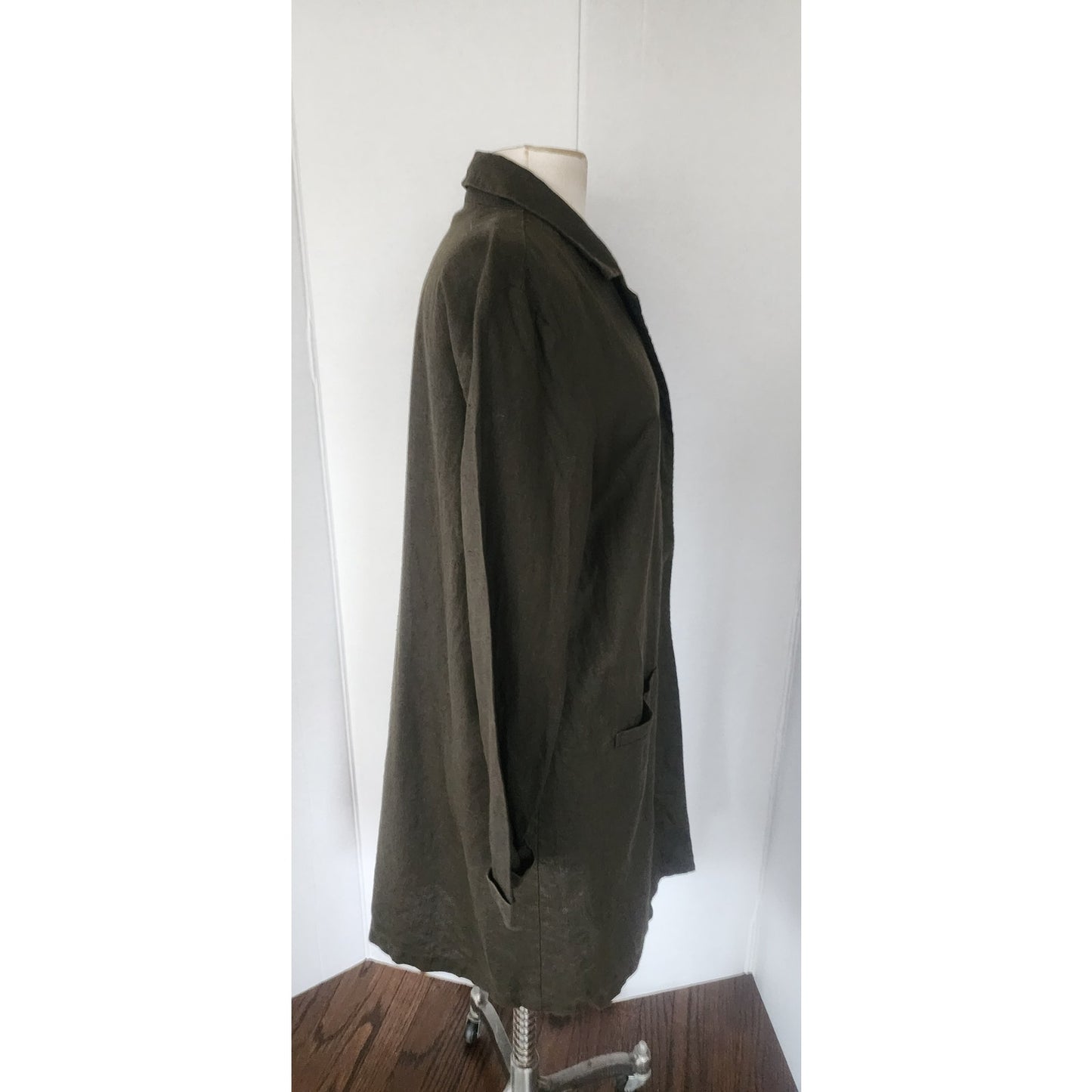 Vintage Eileen Fisher Chore Coat Brown Linen / L