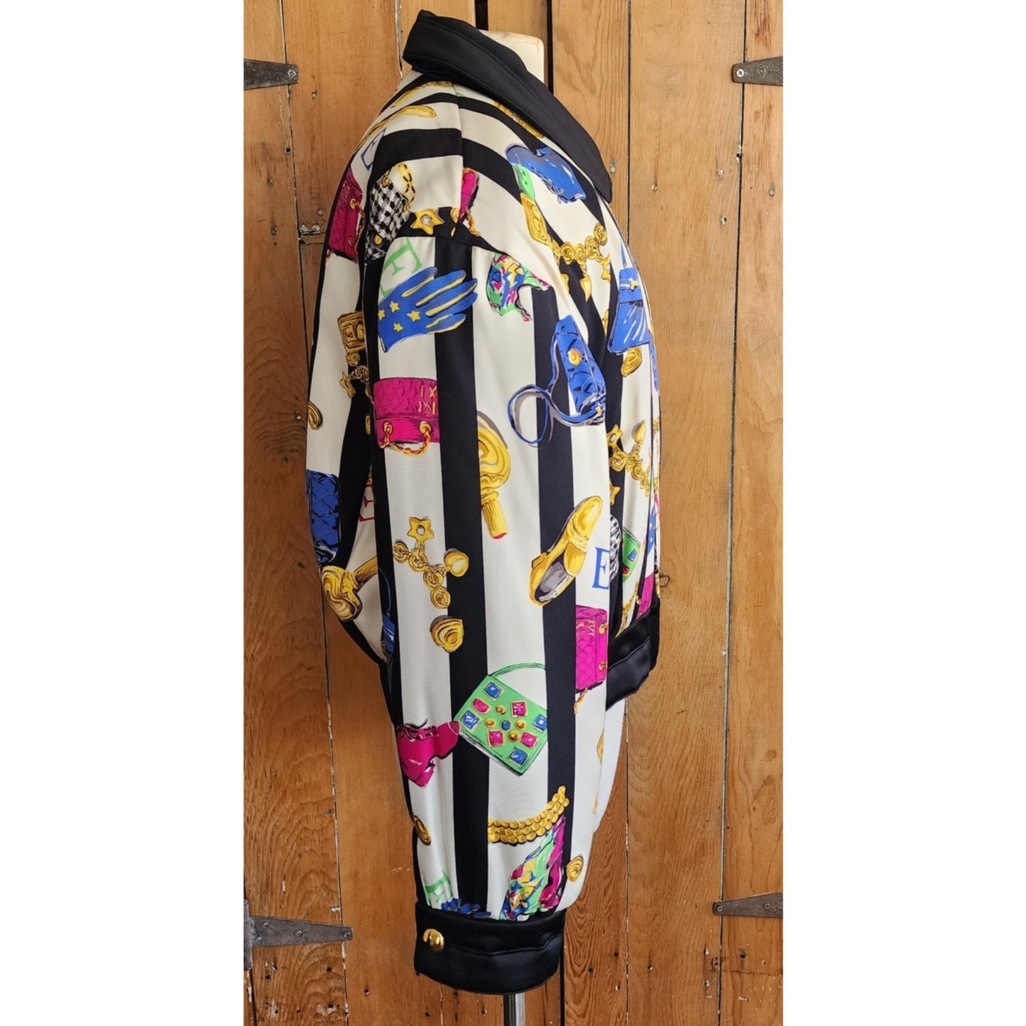 Vintage 90s Escada Bomber Jacket Silk Scarf Print Shoes Purses
