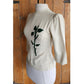 Vintage 40s Cream Top Green Leaf Applique