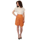 Vintage 80s Orange Linen Dress Shorts Pleated Front by Perlie / M