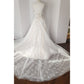 Casablanca Bridal Wedding Dress 2455 Mae Strapless Floral Lace Ivory w/Long Sheer Train Skirt NWT