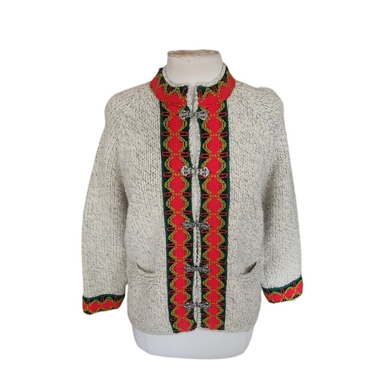 Vintage 1970s Brooks Brothers Cardigan Nordic Clasp Sweater Beige Wool Denmark Danish