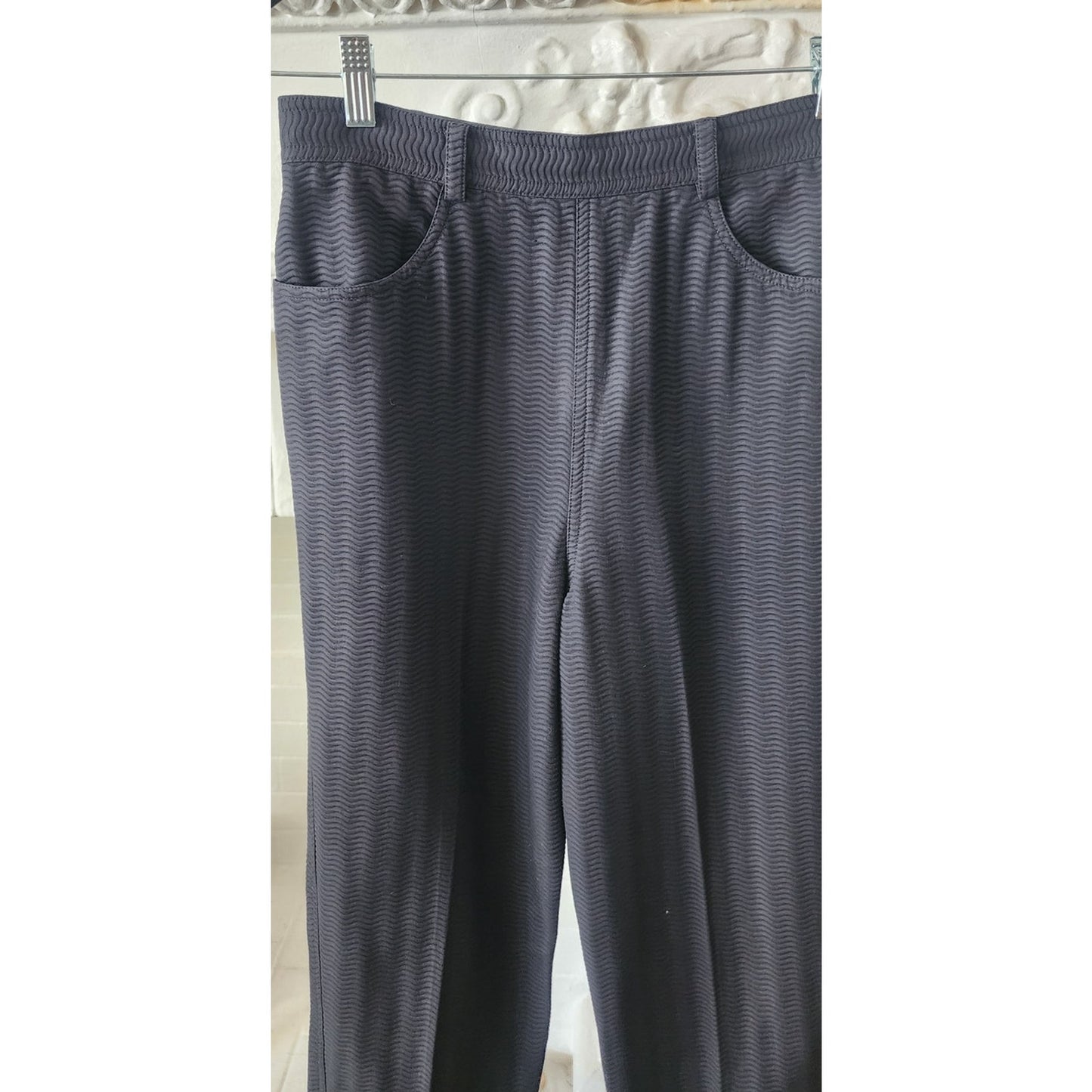 Vintage 90s ISAAC MIZRAHI Pants Black Textured Cotton High Waist 28 Made in USA Small