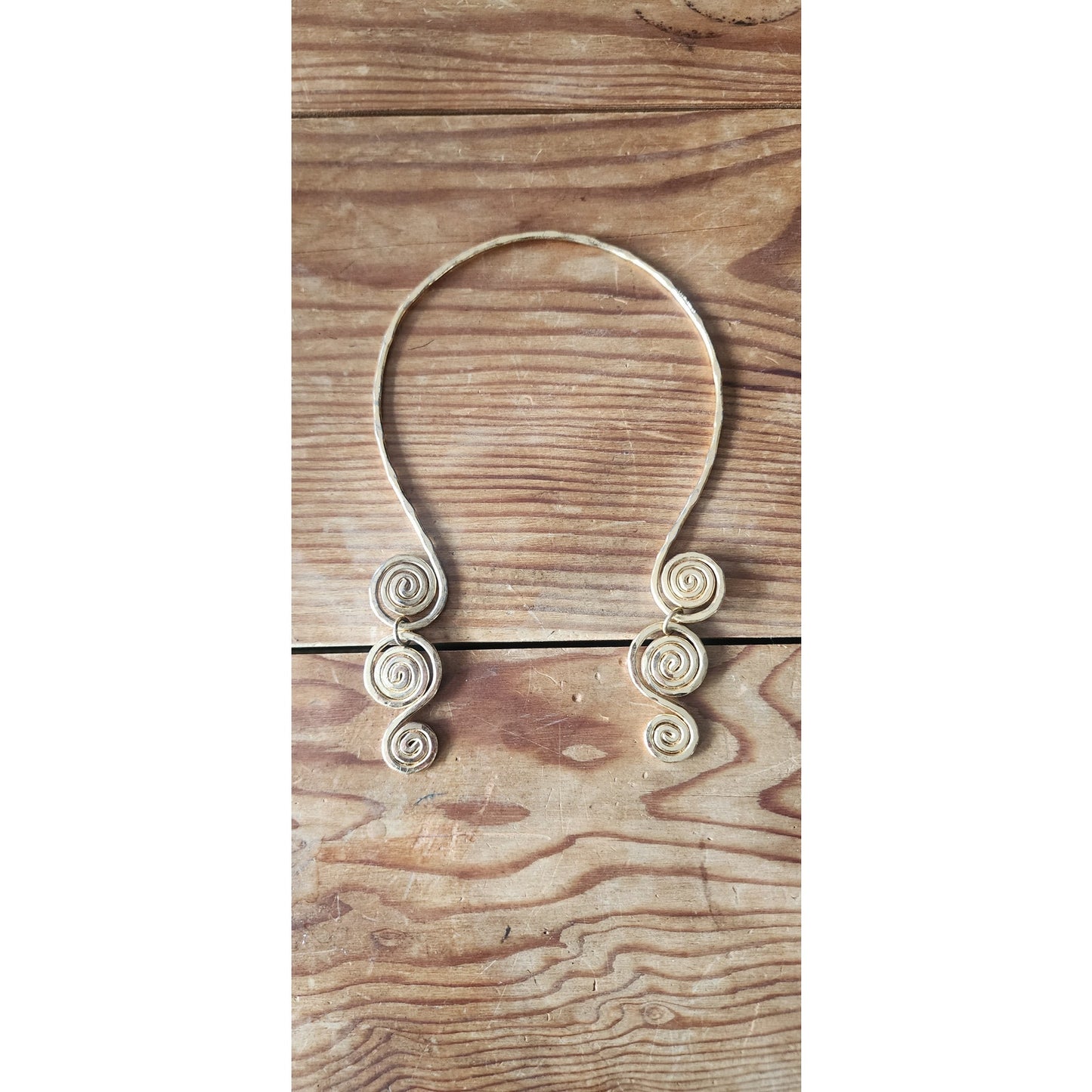 Vintage Gold Torque Choker Spiral Necklace Open Cuff