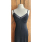 Vintage Black Negligee Slip Dress Lace Trim Spaghetti Straps / M