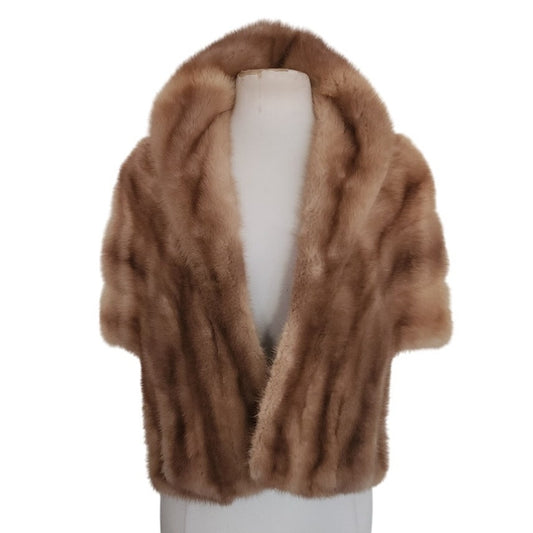 Vintage 1950s Brown Mink Fur Wrap Shrug Stole Evening Jacket