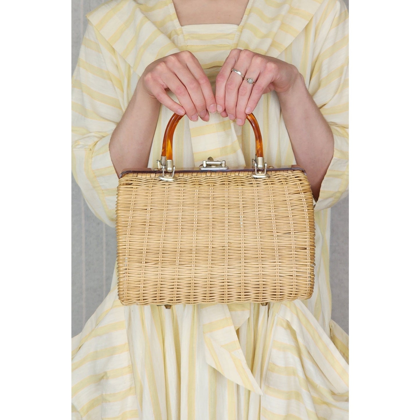 Vintage 60s Wicker Basket Purse Princess Charming Atlas