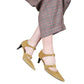Vintage Bottega Veneta Shoes Mustard Yellow Suede Heels Dual Strap Buckle D'Orsay Pumps 7.5