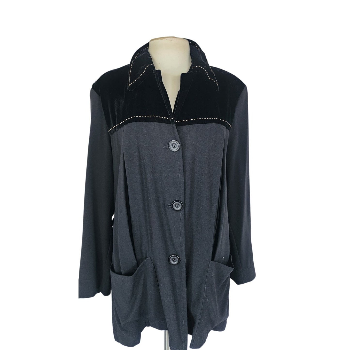 Vintage 40s Style  Black Jacket Velvet Blazer 90s Zelda