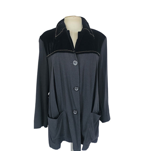 Vintage 40s Style  Black Jacket Velvet Blazer 90s Zelda